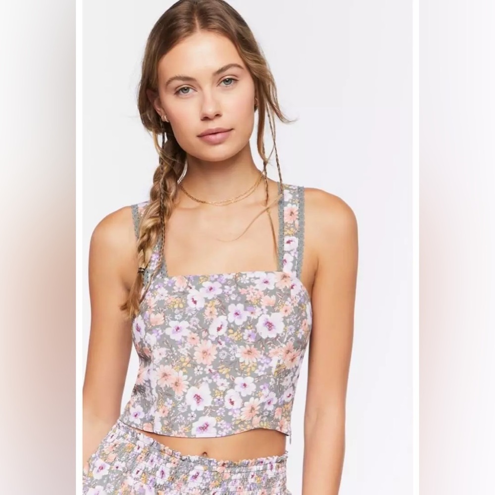 Floral Print Crop Top - like new!